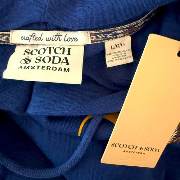 SCOTCH & SODA Men’s Embroidered Relaxed Fit Fleece Hoodie Evening Skies NEW - Picture 8 of 9